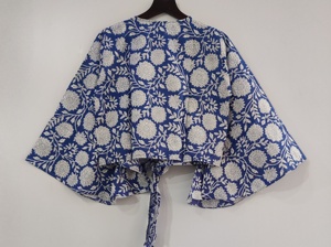 Top corto de algodón hecho a mano para mujer, estilo bohemio, fácil de ajustar, manga larga, estampado Floral, tendencia, prendas de vestir exteriores, Primavera Verano - Product Image 5