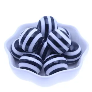 Top Selling, Wholesale 20MM Fashion Chunky Epoxy Lucite Mixed Resin Beads Striped For Bracelet Jewelry