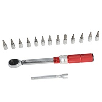 Kit d'outils pour vélo 2-25 Nm 1/4 pouce 15 pièces Douilles hexagonales Torx/étoile Barre d'extension Clé dynamométrique pour réparation de vélo