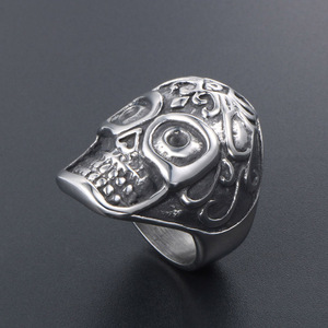Skull <b>Ring</b> Men's Titanium Steel Jewelry SA748 Metal Retro Geometric Design Gift Fashion <b>Rings</b> - Product Image 2