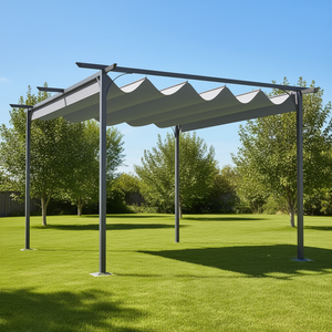11.5 'X 11.5' auvent extérieur rétractable résistant aux UV de pergola grise de patio avec le cadre en acier fort - Product Image 2