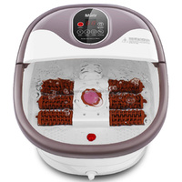 Service OEM d'usine, bain de pieds à bulles chauffant électrique automatique pour massage, spa pour les pieds, masseur avec 6 rouleaux électriques, rouge