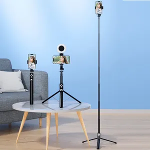 Trépied extensible 1,7 m avec anneau lumineux LED double et support miroir 4-en-1 pour téléphone (<span class=keywords><strong>iPhone</strong></span> X, 8, <span class=keywords><strong>11</strong></span>, Android) - Product Image 3