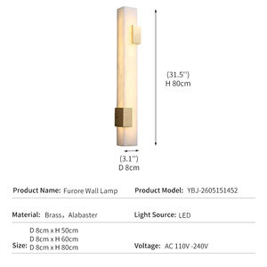 Modern Linear Alabaster <b>Wall</b> Sconce Luxury Brass Lamp for Bedroom Bedside Living Room LED Designer Architectural Stone Decor - Product Image 2