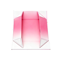 Boîte en papier rigide pliable de luxe rose personnalisée avec logo en feuille d'or, option cadre photo, doublure en éponge, emballage cadeau personnalisable