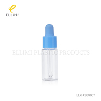 Flacon compte-gouttes transparent en PET de 5 ml avec bouchon en plastique bleu pour huile essentielle