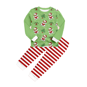 Ensemble pyjama de Noël pour enfants en soie de lait, haut imprimé à manches longues et pantalon, pyjama 2 pièces pour enfants pour les fêtes - Product Image 3