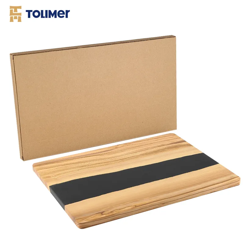 Wholesale Customized Hot Large Size Kitchen Luxury Epoxy Resin Board Olive Acacia Wood Cutting Board