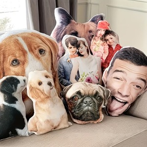 Coussin personnalisé en forme de visage d'animal, coussin en peluche 3D réaliste pour les amoureux des chiens et des chats, idée de cadeau commémoratif unique - Product Image 1