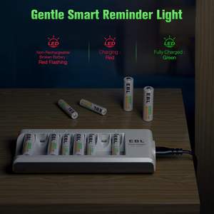 EBL 8-Bay Individual Charger for AA AAA NiMH NiCD <b>Rechargeable</b> <b>Batteries</b> Fast Charging LCD LED Display AC Plug AU Socket - Product Image 6