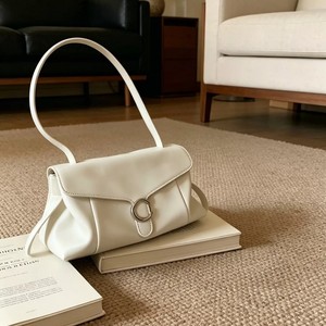 White Leather C Ring Clutch Bag Women Minimalist Single Shoulder Crossbody Summer 2026 - Product Image 3