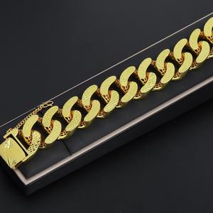 Jxx Hip Hop Jewelry 24K Gold Plated <b>Bracelet</b> <b>Cuban</b> <b>Link</b> Chain <b>Bracelet</b> for <b>Men</b> - Product Image 3