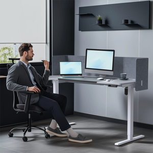 Bàn đứng 55x24 inch với bảng điều khiển riêng tư và thảm bàn, bàn đứng có thể điều chỉnh với Máy tính để bàn một mảnh - Product Image 6