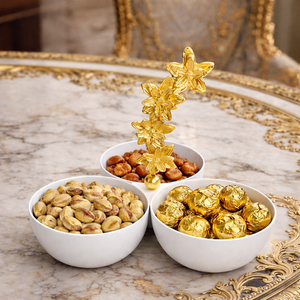 Bol à noix 3 compartiments avec poignée en étoile pour hôtel de luxe, bol de service antique à prix de gros - Product Image 2