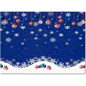 Alfombra de área de Navidad Bohemia azul, blanco copo de nieve, bolas de Navidad, alfombra antideslizante para decoración del hogar, dormitorio, diseño rectangular hecho a mano, Stock - Product Image 3