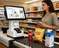 Caisse enregistreuse métallique avec imprimante intégrée et terminal de point de vente pour supermarché, restaurant, machine de caisse automatique