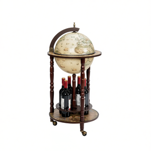 Portabottiglie in Legno Stile Italiano da 17 Pollici con Ruote per Conservazione di Bottiglie di Liquore - Product Image 1