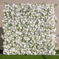 Mur de fleurs artificielles en soie à dos en tissu blanc Style moderne 2.4x2.4m pour la décoration de toile de fond de proposition de mariage de Noël