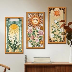 KingWIN Bohemian Style Plant Hollow Wooden <b>Wall</b> Hanging Sun Nature Theme Home Decor Living Room <b>Framed</b> Brown - Product Image 2