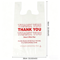 Op maat bedrukte 1/8 formaat BEDANKT T-shirt poly transparante plastic boodschappentas voor supermarkt/voedsel met logo