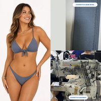 Op maat gemaakte driehoekige bikiniset voor dames, met strik aan de voorkant, verstelbare bandjes, hoge snit, tweedelig badpak, private label groothandel fabrikant
