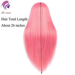 2020 Têtes de mannequin Cosmetolofy avec mannequin en cheveux synthétiques avec support, tête d'entraînement rose pour la pratique de la coiffure - Product Image 4