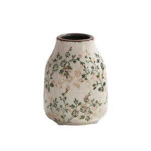 Vase en céramique vintage de 9.4 pouces Vase floral en porcelaine bleue et blanche craquelée de glace rétro pour la décoration intérieure Étagère de table - Product Image 5