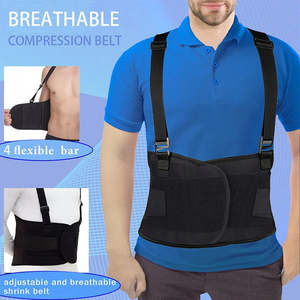 Back <b>Brace</b> for Heavy Lifting for <b>Men</b> Women Lower Back with Reflective Belt Compression Waist Trainer Band with Suspender Straps - Product Image 2