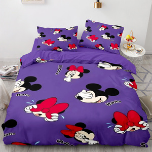 Bộ Đồ Giường 3 Món In Hình Chuột Mickey Minnie Phong Cách Hoạt Hình 3D Giá Nhà Máy Bán Sỉ - Product Image 1