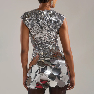 BH1684 Abito da Cerimonia Invernale Sexy <span class=keywords><strong>Vintage</strong></span> 2025 Nuovo Design con Scollo a V, Paillettes, Senza Maniche, Vita Alta, Aderente per Donne - Product Image 4