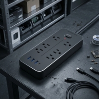 Prise d'extension industrielle de haute qualité multiprise 6 prises Ports USB type-c IP21 évalué 1050J Protection contre les surtensions câble de 1.5m