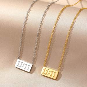 Gargantilla de numerología de la suerte, colgante de barra de acero inoxidable, joyería chapada en oro, collar con número de Ángel <span class=keywords><strong>1111</strong></span> - Product Image 6