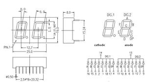 <strong>Mini</strong> Size Amber Color 0.56 Inch 2 Digit <strong>7</strong> <strong>Segment</strong> <strong>LED</strong> <strong>Display</strong> - Product Image 3