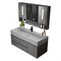 Meuble-lavabo de salle de bain moderne en bois massif étanche avec miroir intelligent – Garantie 3 ans – Vente en gros usine, faible MOQ 2