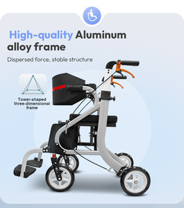 Easy Folding Aluminum Alloy <strong>Walker</strong> <strong>Rollator</strong> for Elderly-Multi-functional Four-wheel Shopping Rehabilitation Therapy Supplies - Product Image 5
