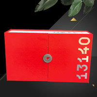 Boîte magnétique personnalisée pour emballage de boîte cadeau et boîte de papier haut de gamme PR rouge à double ouverture avec logo