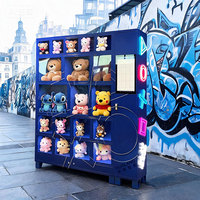 Distributeur automatique de jouets en peluche directement de l'usine, avec écran transparent en acrylique, 19 compartiments, acceptant les paiements par pièces/espèces/cartes
