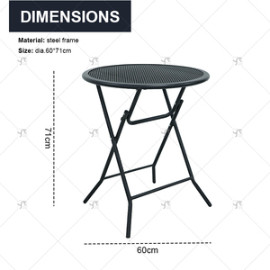 पैटियो बालकनी 3-टुकड़ा पेटियो बिस्ट्रो सेट तह टेबल और चेयर गार्डन, कैंपिंग और ट्रेवल मेटल मेष पाउडर लेपित आयरन नेट - Product Image 4