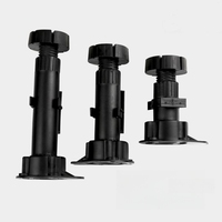 Jambe de canapé en plastique ABS noir armoires de cuisine pieds de niveleur de Tube rond jambes en plastique réglables pour meubles