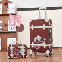 Ensemble de bagages légers en PU de style vintage avec des couleurs tendance en vente chaude, en stock, logo personnalisable, valise tendance