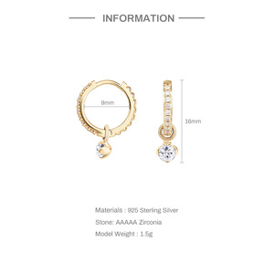 Boucles d'oreilles pendantes en argent sterling S925, luxe léger, tempérament élégant, avec diamants - Product Image 6