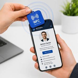 Llavero Inteligente NFC de PVC, Sin Necesidad de Aplicación, Toque para Compartir Sitio Web, Redes Sociales, Tarjeta Digital, Logotipo 2D Personalizado, Anillo de Goma para Llaves - Product Image 1