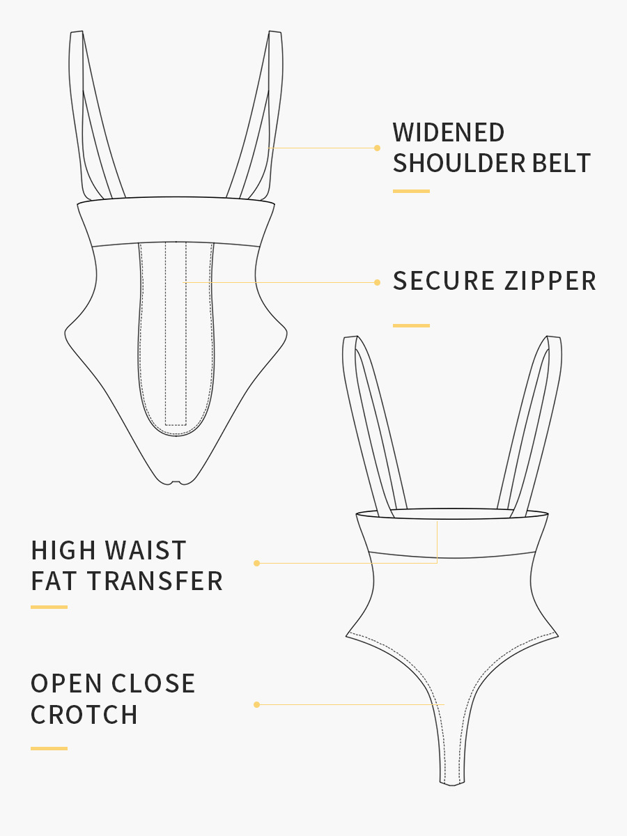 Zipper-Front Adjustable-Strap Tummy-Control Thong (LJ-D067B): fabric stretch, recovery and seam construction reference