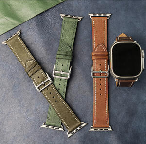 Bracelet de luxe en cuir véritable vintage italien cousu main pour hommes pour Apple Watch - Product Image 4