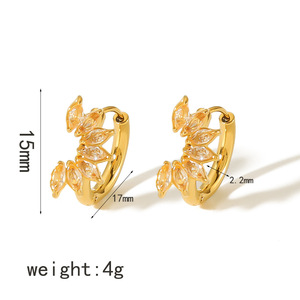 Fashion <b>Cuff</b> <b>Earrings</b> 18K Gold Stainless Steel Geometric Zircon For Women - Product Image 4