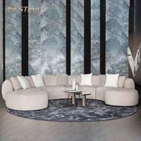 Ensemble de canapé d'angle demi-rond de luxe, canapé modulaire sans accoudoirs, avec rembourrage en éponge, tissu en daim, pour appartement, salon, hôtel