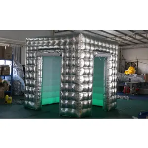 Precio de fábrica al por mayor inflable 360 oro plata negro blanco fotomatón con luces Led y soplador para decoraciones de fiesta