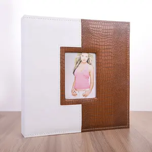 Aangepaste Lederen Materialen Hoge Niveau Twee-Kleur Fotoalbums Souvenirs Geplakt Souvenir Boeken