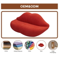 Sofá Seccional Moderno y Elegante con Forma de Labios Rojos, Tapizado en Tela, de Dos Plazas, Estilo Nórdico Europeo, Relleno de Esponja de Alta Densidad, para Sala de Estar