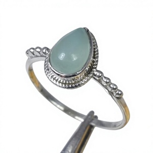 Water Drop Prehnite <b>925</b> <b>Silver</b> <b>Ring</b> Bezel Setting Vintage Style Women's Gemstone <b>Ring</b> Everyday Wear - Product Image 1